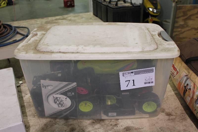 lot 71 image: Bin Lot of RC Cars w Controllers