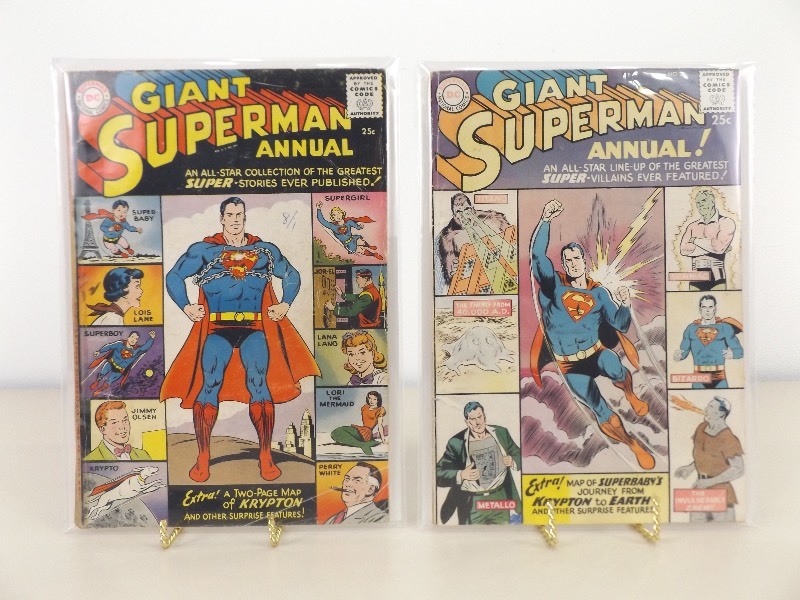 2 Silver Age DC Giant Superman Annuals #1 and #2