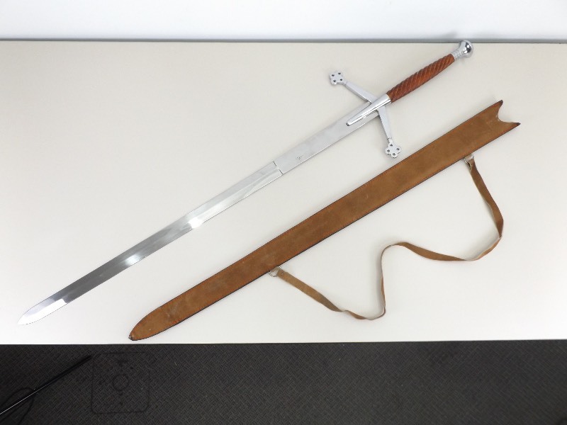 Large New Excalibur Stainless Steel Sword in Leather Sheath