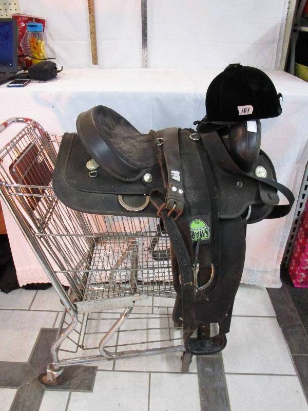 lot 1 image: Saddle and Helmet