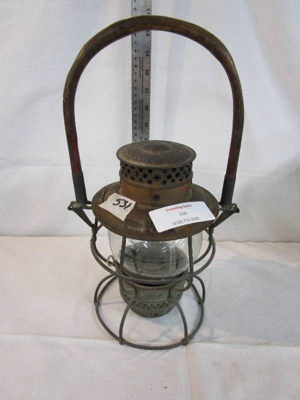 lot 16 image: Antique Lantern with Wood Handle