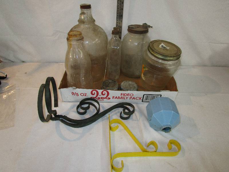 lot 20 image: Old Jars and Bottles and lightening Rod Glass Ball