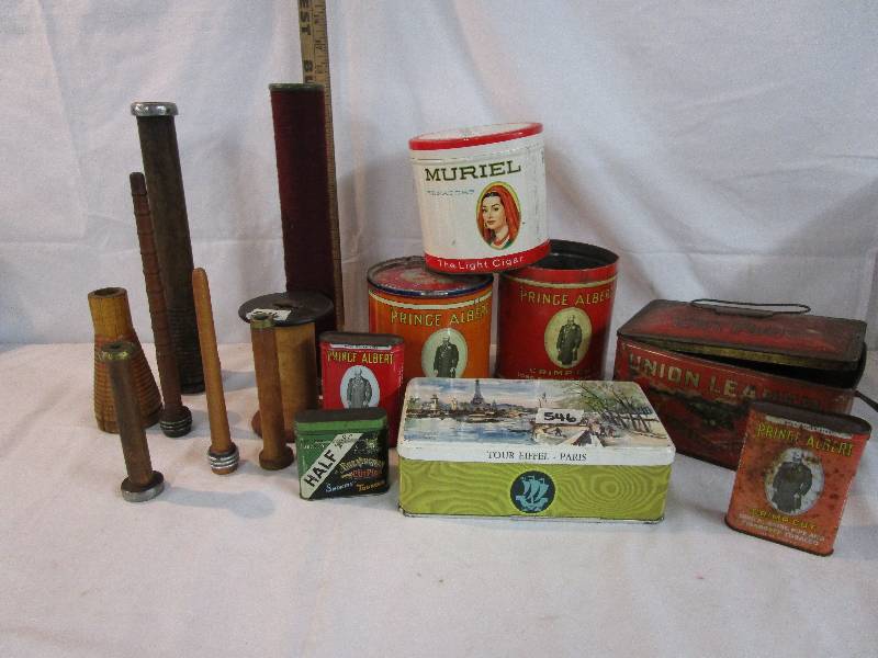 lot 38 image: Tobacco Tins and  Spools