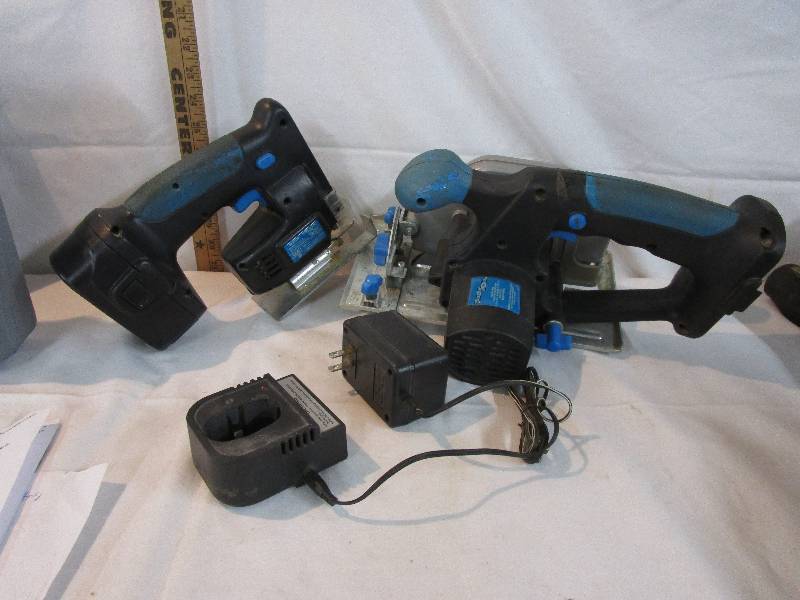 lot 56 image: Power Glide Circular Saw, Jigsaw and battery and chargerPower Glide Circular Saw, Jigsaw and battery and charger