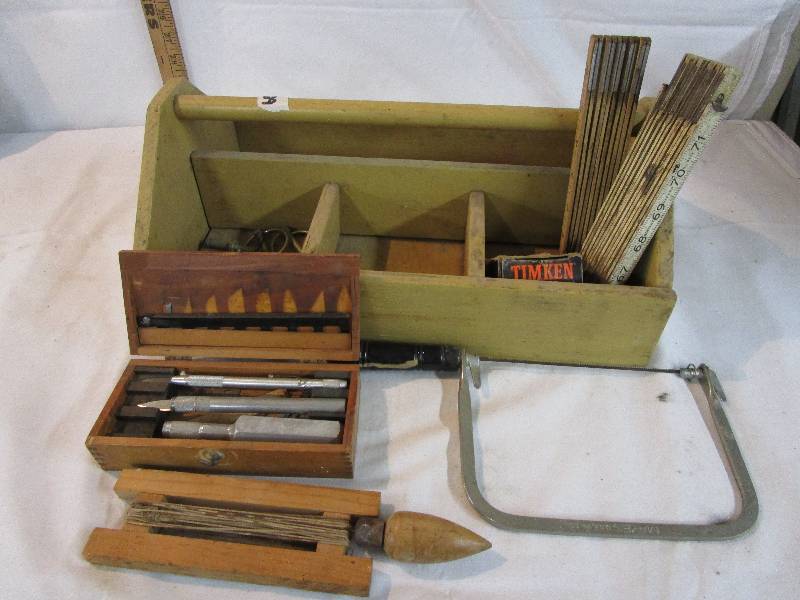 lot 72 image: Wooden Tool box and Various Tools