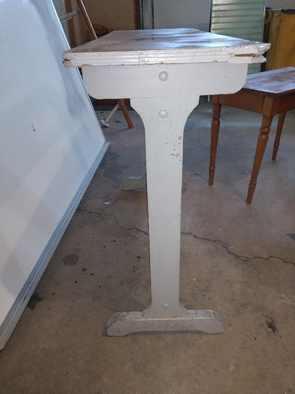 Antique Organ Bench and Grey Table