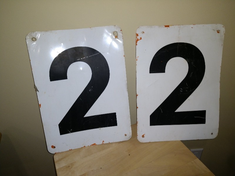 Vintage Metal Double Sided Number Signs (2)