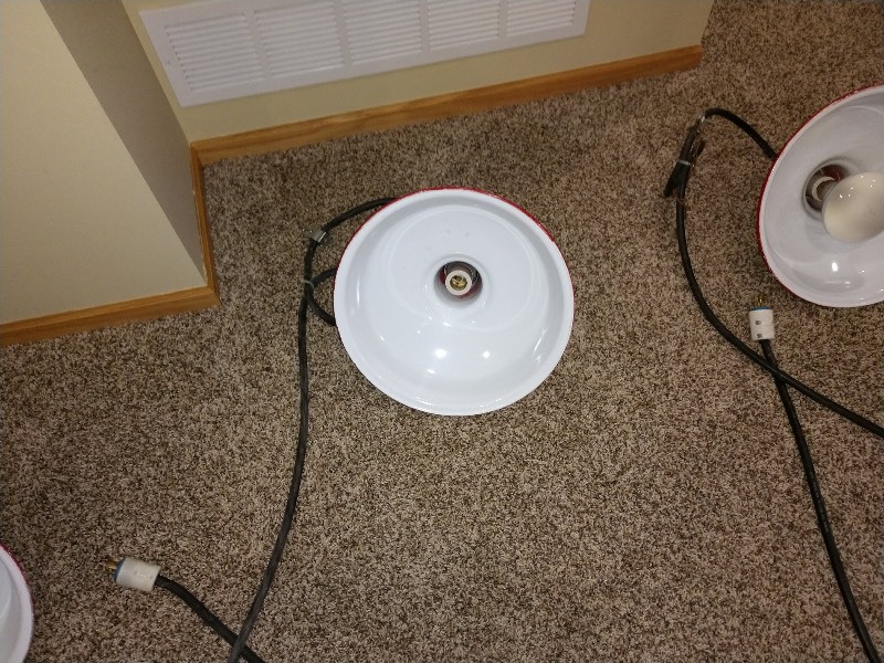 Red Enamel Red and White Hanging Industrial Light