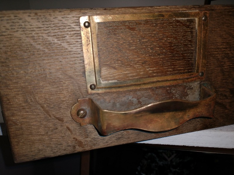 Library Index Card Filer and Vintage Wood Carrier