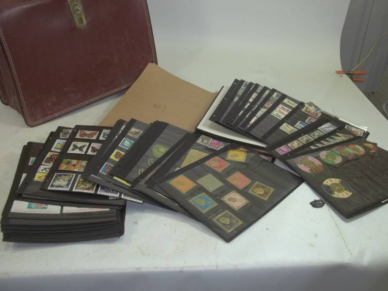 Leather Case full of Assorted Stamps