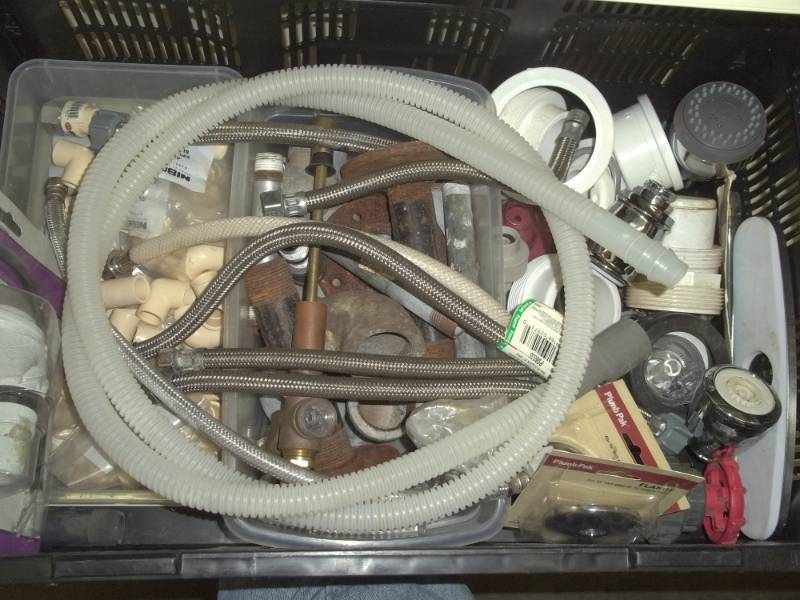 Lot of Plumbing supplies with tote