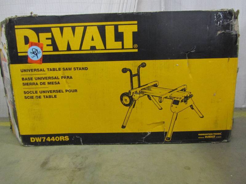 lot 8 image: DEWALT Heavy Duty Rolling Table Saw Stand