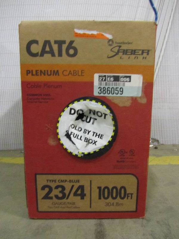 lot 15 image: Southwire 1000 ft. Blue 234 CAT6 CMP Plenum Cable