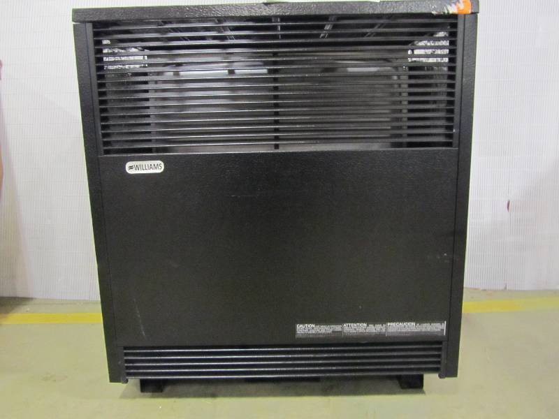 lot 26 image: Williams 50,000 BTUhr Enclosed Front Console Room Natural Gas Heater (AS IS)