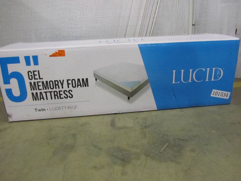 lot 38 image: Lucid 5 in. Dual Layered Gel Memory Foam Twin Size Mattress