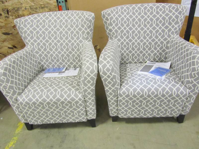 lot 46 image: Monarch Specialties Europa Grey and Beige Fabric Club Arm Chair