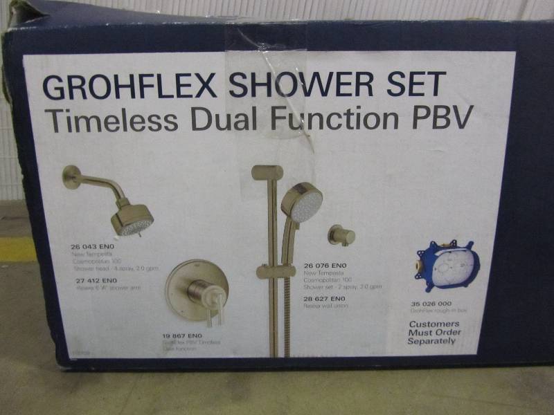 lot 52 image: GROHE GrohFlex Single-Handle Tub and Shower Faucet with Hand Shower in Brushed Nickel InfinityFinish