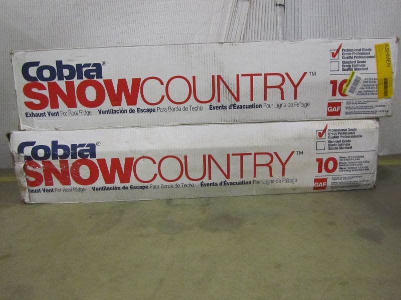 lot 64 image: GAF Cobra Snow Country 13-34 in. x 48 in. Rigid Exhaust Vent in Black (x2)