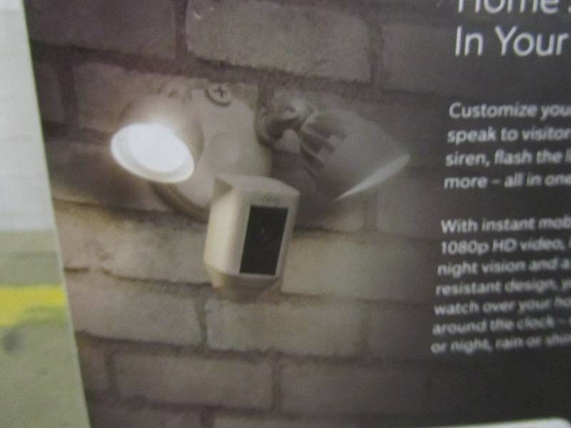 lot 81 image: Ring Outdoor Wi-Fi Cam with Motion Activated Floodlight, White (x2)
