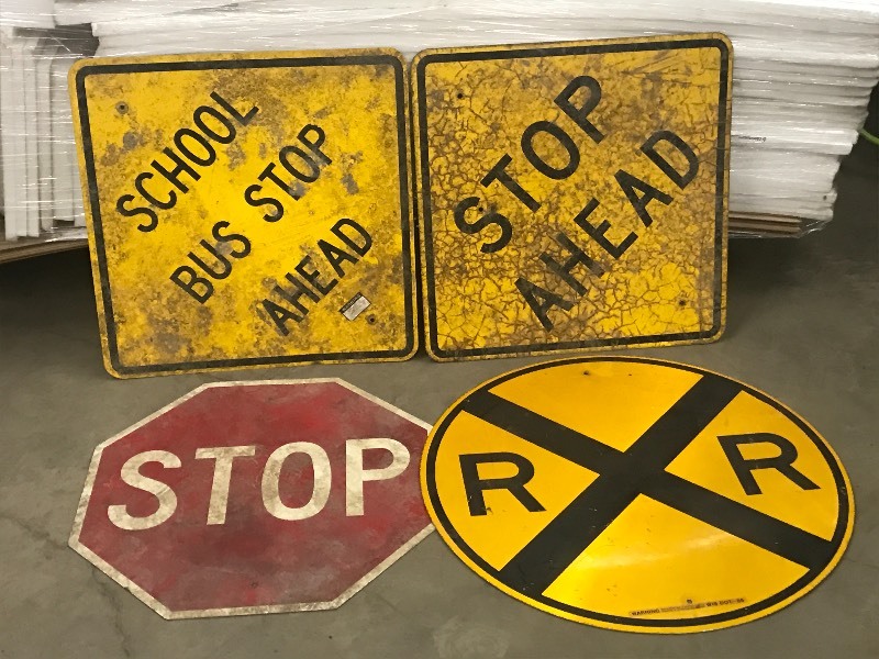 lot 30 image: Lot Of (4) Assorted Steel Road Sign...