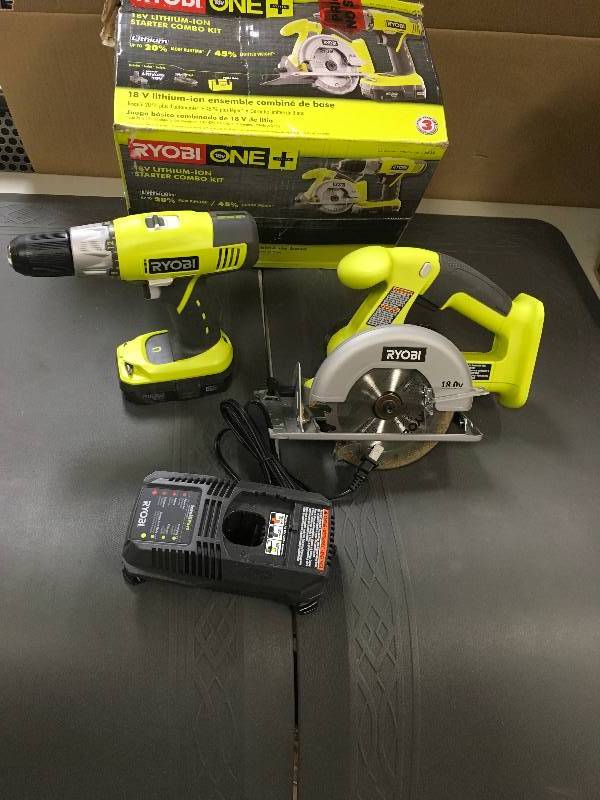 Ryobi One 18 Volt Lithium-Ion Starter Combo Kit in working conditions