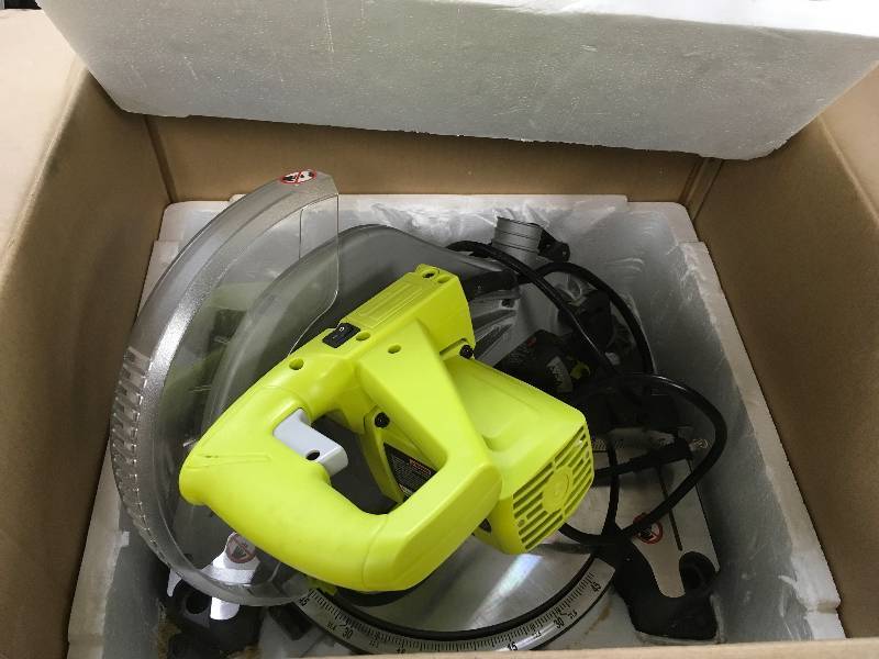 Ryobi 10 Compound Miter Saw with Laser in like New working conditions missing Dust Bag