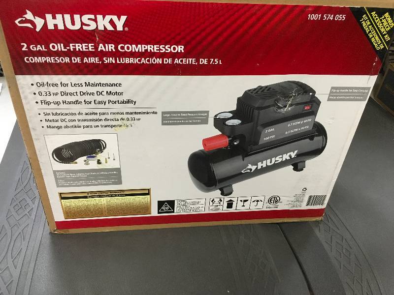 Husky 2 Gallon Oil-Free Air Compressor in working conditions