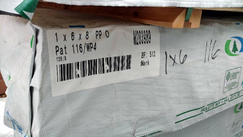 lot M203989 image: 1x6x8 Ponderosa Knotty Pine Reversible Tongue and Groove Outs