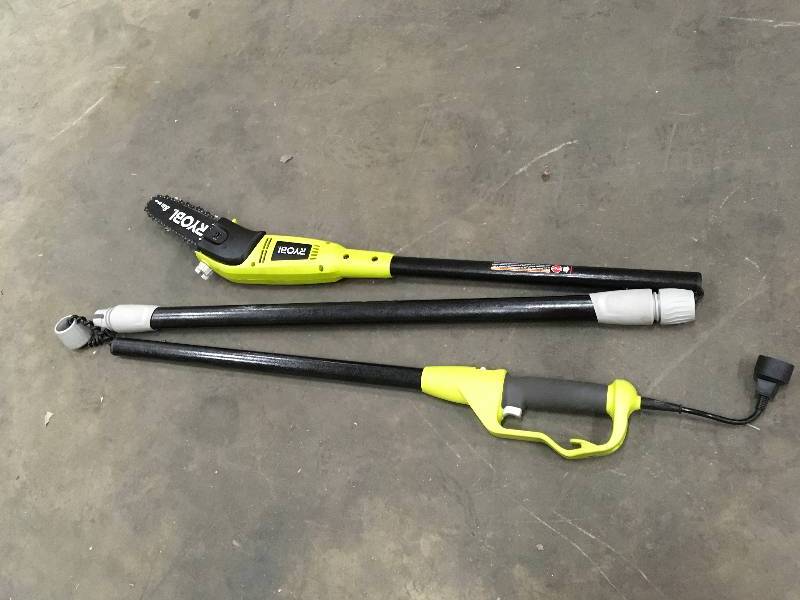 lot 11 image: Ryobi 6 Amp 8 Electric Pole Saw, Extends up to 9 ft. in working conditions