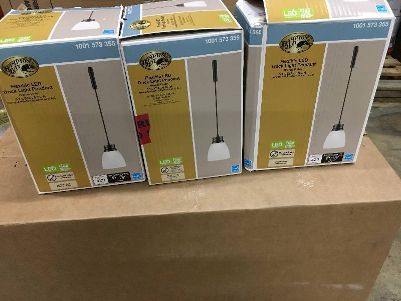 lot 17 image: Hampton Bay Flexible LED Track Light Pendant - Lot of 3 open box never used