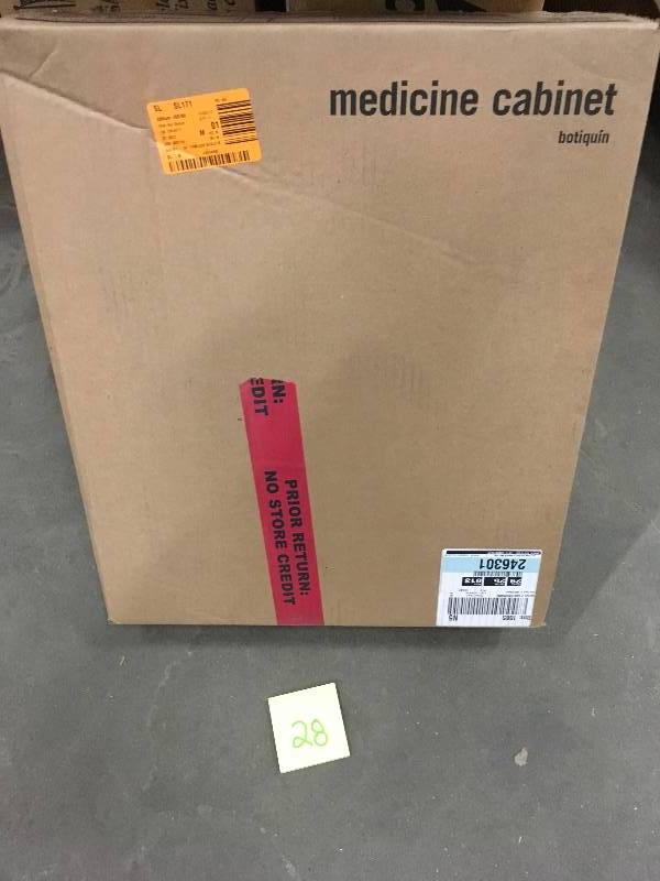 lot 28 image: 16 in. Frameless Medicine Cabinet - 16 in. W x 4 in D x 20 in H open box never used