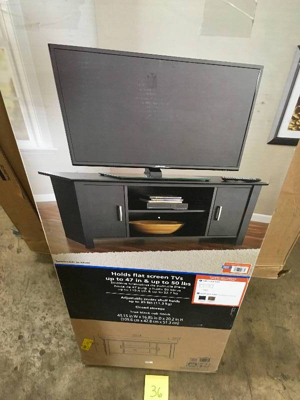 lot 36 image: Mainstays TV Stand for Flat-Screen TVs up to 47, Multiple Finish