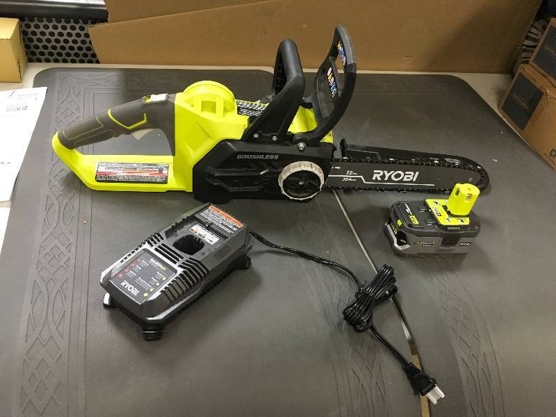 lot 6 image: Ryobi P548 18-Volt 12 in. Chain Saw in working conditions