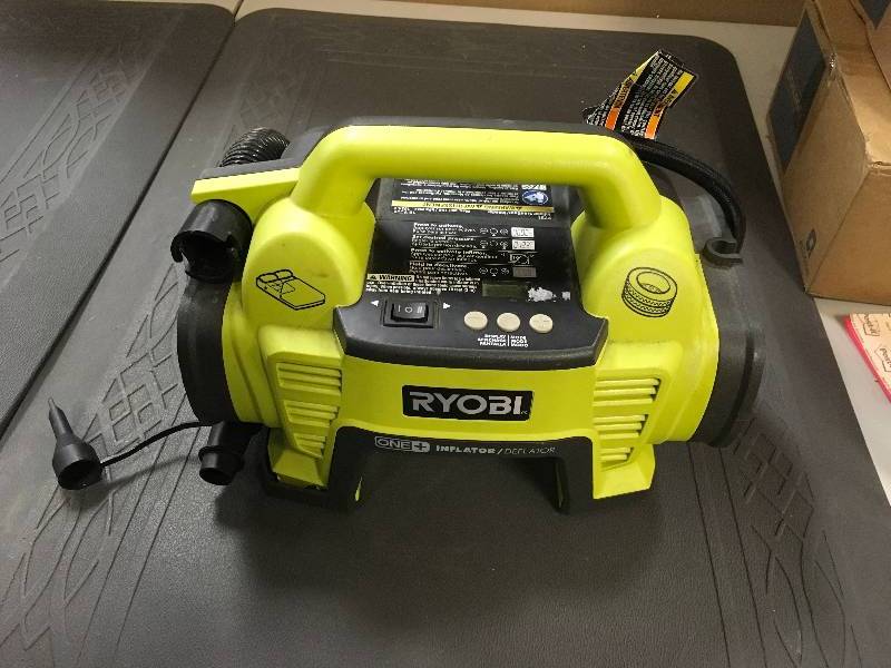 lot 16 image: Ryobi One  18 Volt Mini InflatorDeflator Air Compressor in  working conditions