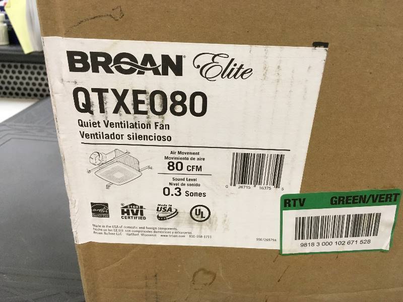 lot 48 image: Broan Ultra Silent Quietest Bathroom Exhaust Fan - Energy Star - Fan strength 80 CFM