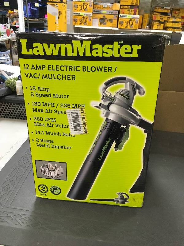 lot 54 image: LawnMaster 12 Amp Electric BlowerVacMulcher open box never used