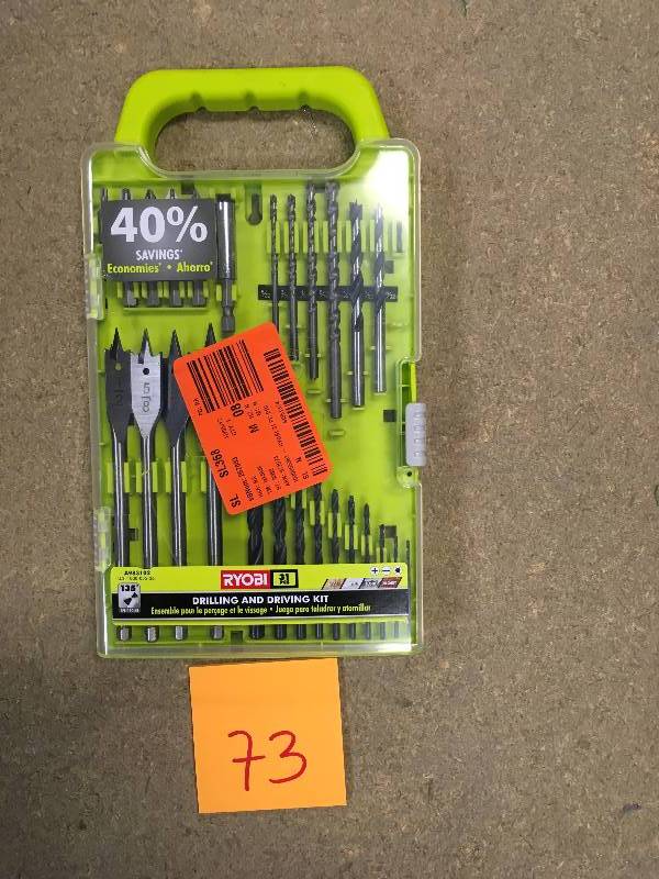 lot 73 image: Ryobi 31-Piece Drill and Drive Kit open box never used