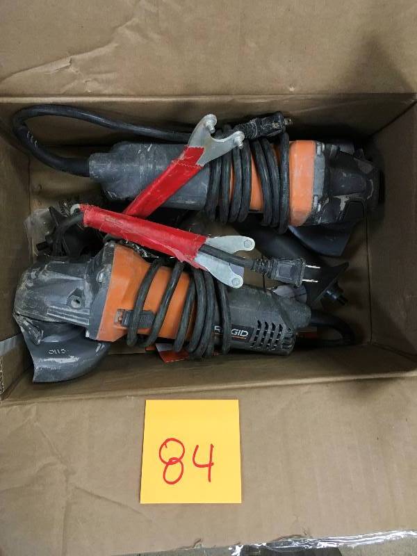 lot 84 image: Ridgid 4-12 in. Angle Grinder 2 Pack in working conditions