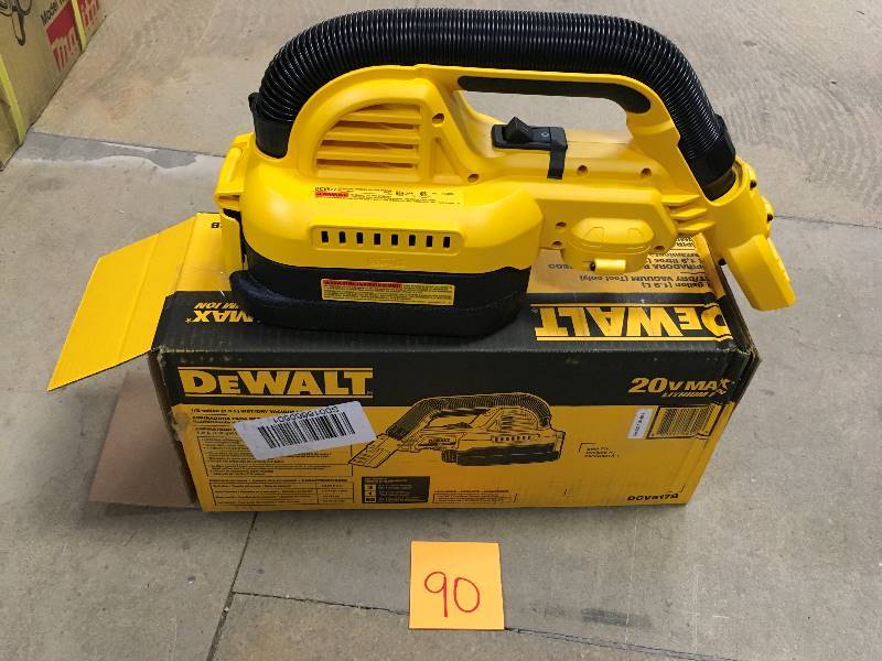 lot 90 image: DeWalt 253445 Max 0.5 Gallon Cordless 20Volt Cordless Wet & Dry Vacuum open box never used
