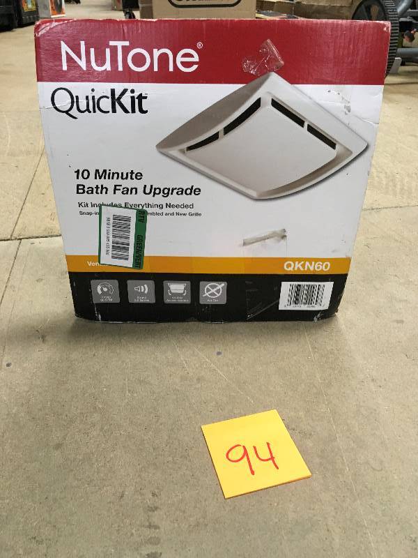 lot 94 image: NuTone QuickKit 60 CFM 2.5 Sones 10 Minute Bath Fan Upgrade Kit open  box never used