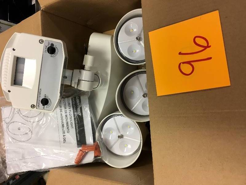 lot 96 image: Acuity Brands Lighting Lithonia Lighting OFLR 9LN 120 MO WH M LED Outdoor 3-Light White Floodlight with Motion Sensor