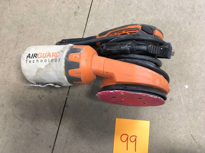 lot 99 image: Ridgid 5 inch Random Orbital Sander with AirGuard Technology in working conditions