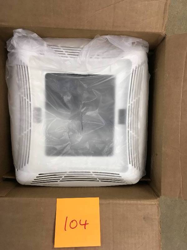 lot 104 image: NuTone 50 CFM Ceiling Exhause Bath Fan with Light open box never used