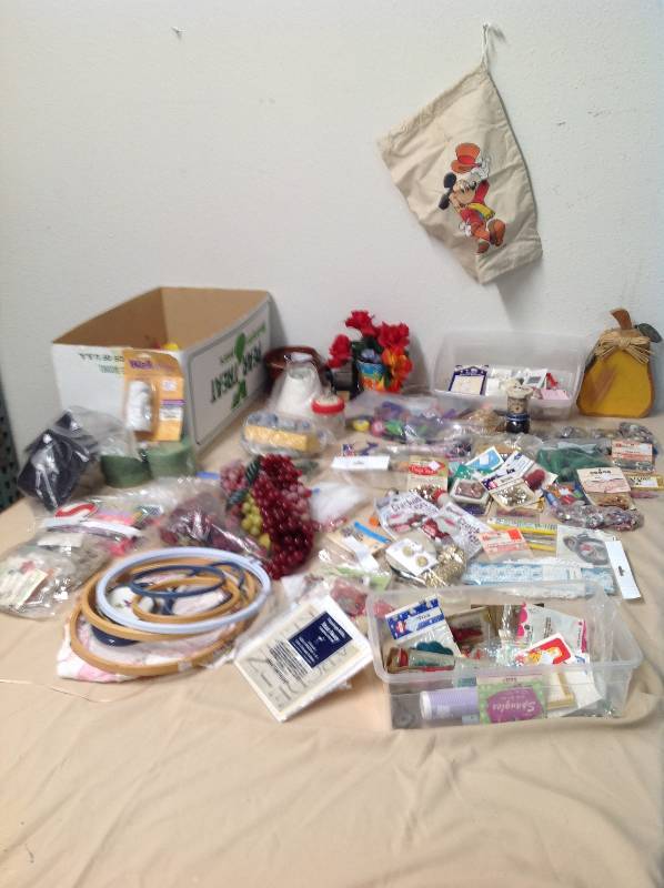 lot 45 image: Lot Of Craft Supplies, Sequins, Buttons, Needle Point