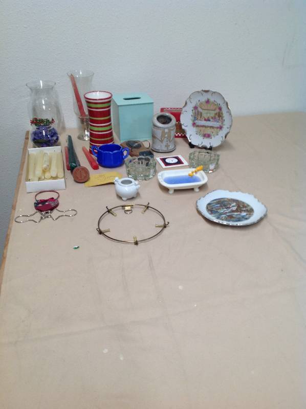 lot 47 image: House Decor - Candle Holders, Vases, Plates, Candles.