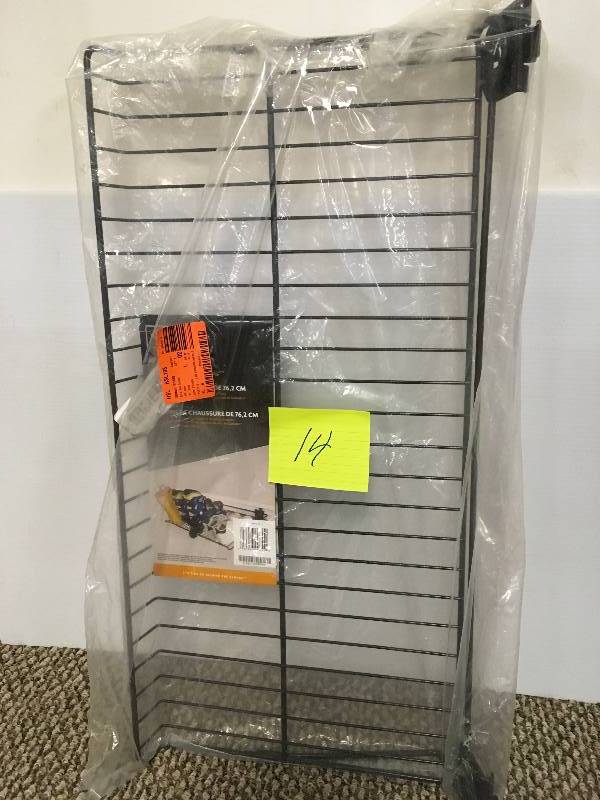 lot 14 image: Gladiator 30 in. W x 15 in. D Ventilated Shoe Shelf for GearTrack or GearWall, Black