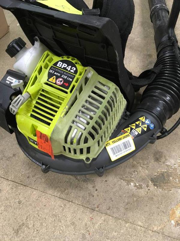 lot 68 image: Ryobi BP42 Backpack Leaf Blower, 185 MPH, 510 CFM in working conditions