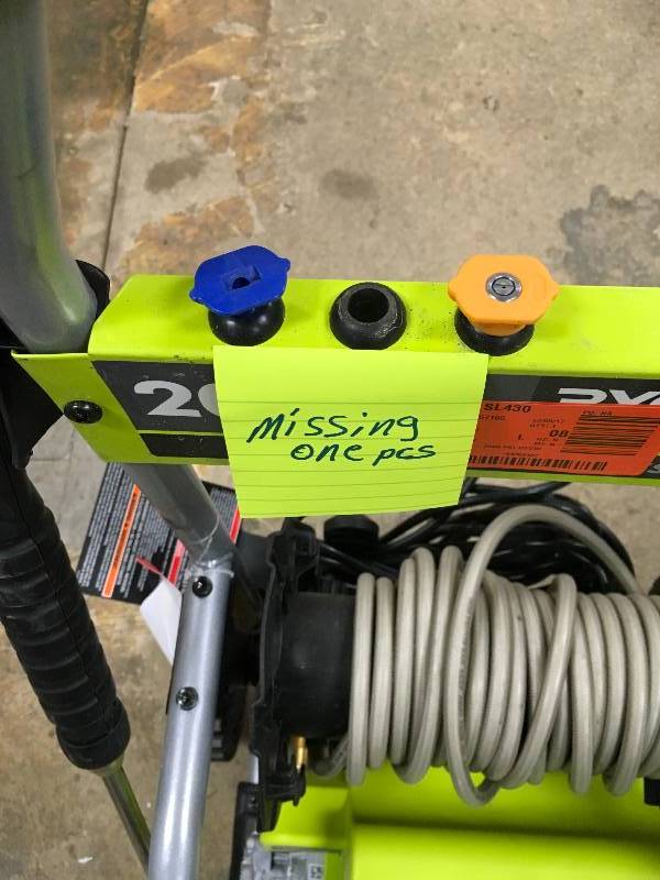 lot 69 image: Ryobi 2000 PSI 1.2 GPM Electric Pressure Washer - Missing One Piece in working conditions