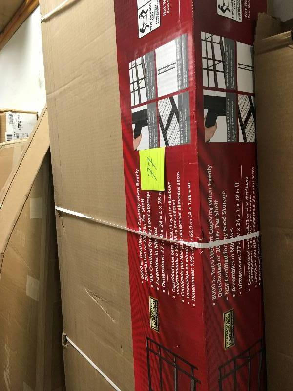 lot 77 image: Esdal Husky Storage Rack Unit, Steel, Black, 77 in. W open box never used