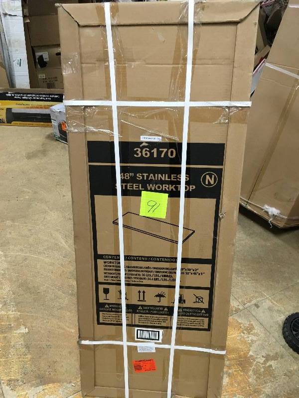 lot 91 image: 48 Stainless Steel Worktop open box never used